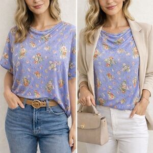 Purple Dolman Sleeve Floral Top